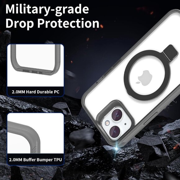 Clear Black Case for iPhone 15 Plus Case with Stand Magnetic, [MagSafe] - Picture 4 of 6